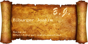 Biburger Joakim névjegykártya
